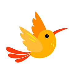 Cute Little Yellow Flying Bird Cartoon Vector Illustration