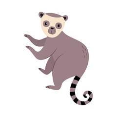 Cute Lemur Baby Animal, Exotic Tropical Fauna Element, African Savanna Inhabitant Cartoon Vector Illustration