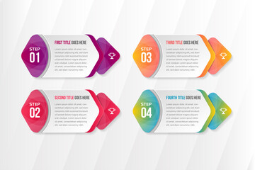Business process. Timeline infographics with 4 steps, options, hexagons. Vector chart, diagram. round arrow shape with transparency white pattern. 