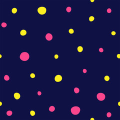 Cute seamless pattern with chaotic round spots. Simple vector illustration.