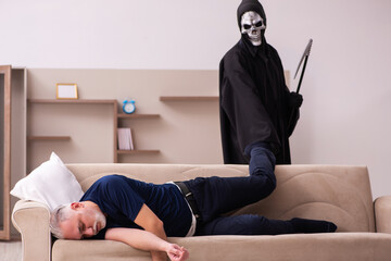 Devil visting old dying man at home