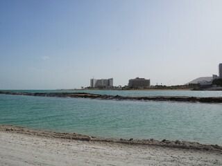 The blue surface of the Dead sea
