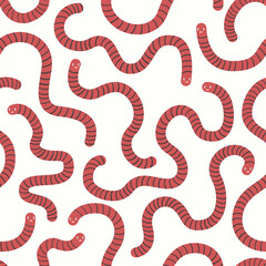 vector multi cute red worm seamless pattern on white