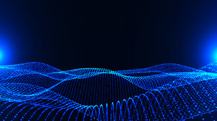 Loop animation of futuristic wave. Abstract technology background. Big data 3d vizualization. Digital technology.Connection structure. 3d rendering.