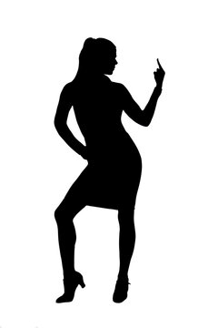 Female Silhouette Gesturing Obscenely