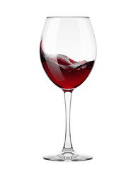 red Wine in glass isolated on white background, full depth of field, clipping path