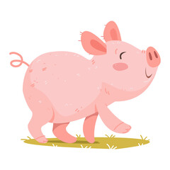 Pig baby vector cute. Illustration in cartoon style. Isolated clipart on white background