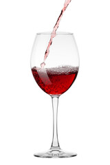 red Wine in glass isolated on white background, full depth of field, clipping path