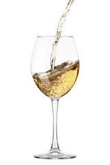 white Wine in glass isolated on white background, full depth of field, clipping path