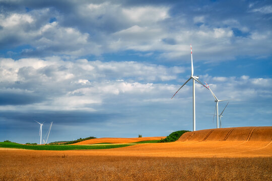 Wind power plant in the fieds, ,Poland, Europe