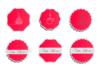 Tea Time button vector set