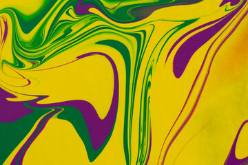 Yellow green purple fluid art, abstract creative trend background. Dynamic lines, movement, burst of emotions, passion, freedom. Form of presentation of websites, booklets, leaflets, business cards