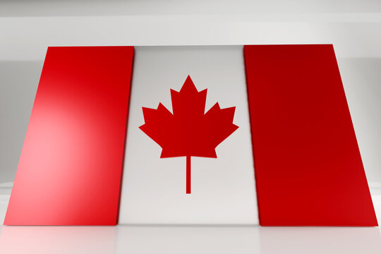 Monumental Canadian flag for Canada day. 3d render flag made of glass and concrete. 3d render