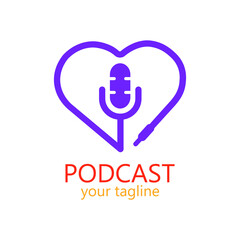 podcast simple logo sign with love