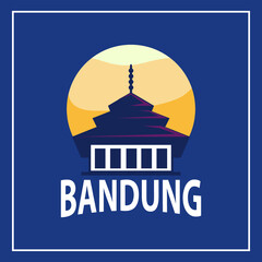 gedung sate bandung in sunset, indonesia