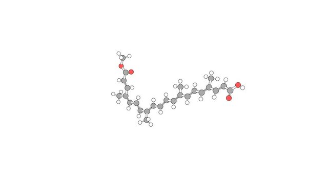 360&ordm; realistic 3D view of Bixin as a seamless loop over a white opaque background with alpha mask. Also called isobixin and alpha-bixin.