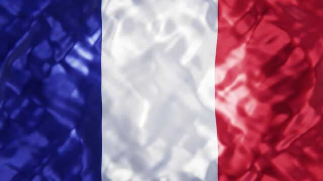 Realistic looping slow motion 3D animation of the national flag of France rendered in UHD