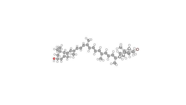360&ordm; realistic 3D view of Lutein as a seamless loop over a white opaque background with alpha mask. Also called xanthophyll and bo-xan.