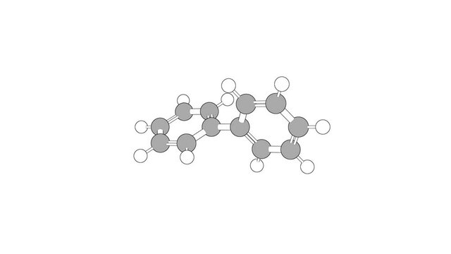 360&ordm; realistic 3D view of Biphenyl as a seamless loop over a white opaque background with alpha mask. Also called phenylbenzene and diphenyl.