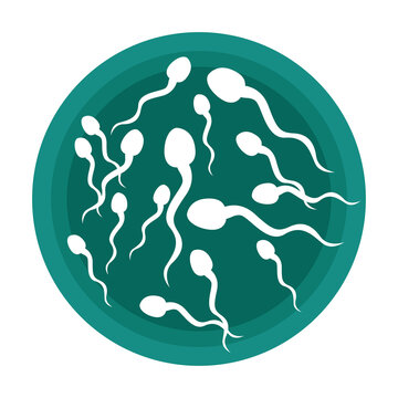 recommend clip art: Spermotazoids on a green background. Flat style illustration. Positive good spermogram concept. Vector art cartoon style.