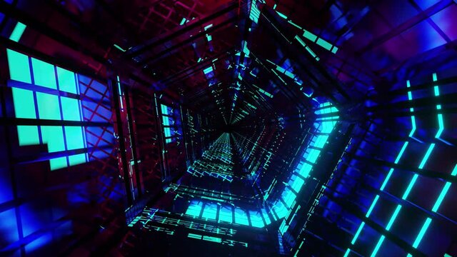 A musical, neon-flickering holiday tunnel. Loop animation for your videos and for VJ clips, concerts and holidays.