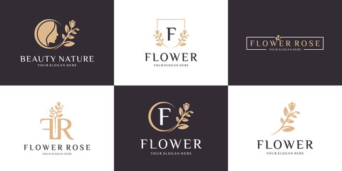 Set of abstract flower rose logo