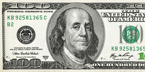 100 dollar bill, USA money, the largest denomination - obrazy, fototapety, plakaty