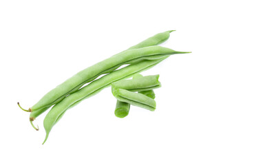 Green beans isolated on white background.