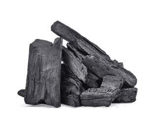 wood charcoal isolated on white background