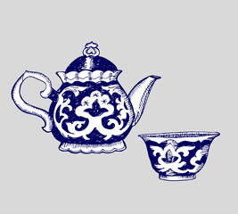 Asian teapot and cup