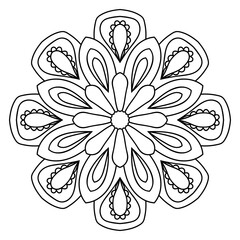 Cute abstract doodle round mandala isolated on white background