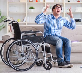 Young student on wheelchair in disability concept