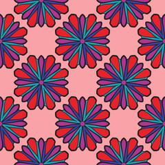 Abstract seamless pattern with mandala flower. Mosaic, tile, polka dot. Floral background.