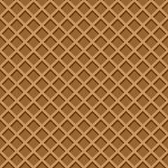 Ice cream waffle cone texture. Chocolate wafer background seamless pattern. Vector flat cartoon illustration.