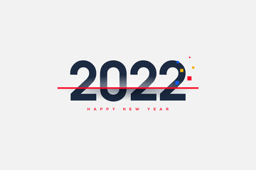 Fototapeta na wymiar Happy new year 2022 with simple and clean truncated numbers.
