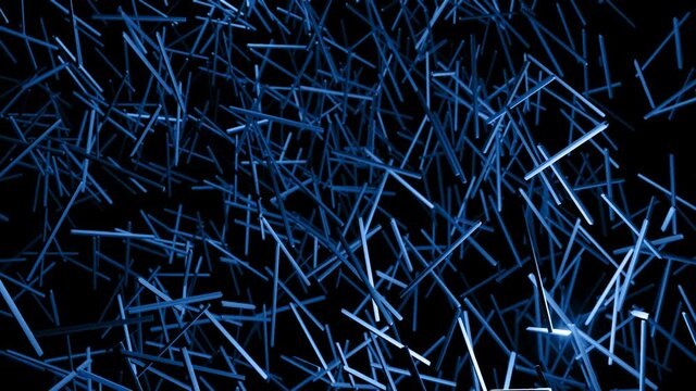 3d abstract simple geometric background with blue blocks like light bulbs flashing neon lights in 4k. Smooth looped animation. Creative simple motion design bg with 3d objects. VJ loop.