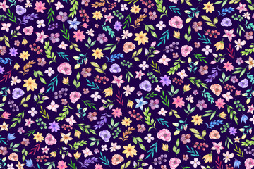 Fototapeta na wymiar Colorful ditsy floral print background. Floral background with small flowers.