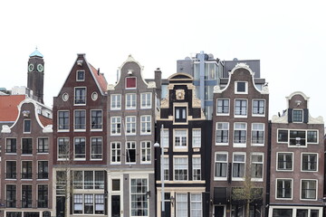 Fototapeta premium Amsterdam Amstel Historical House Facades with Various Gables