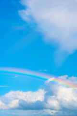 Real Maui, Hawaiian Rainbow, Anuenue over the blue sky, heavenly sky, white cloud