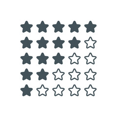Rating stars vector icon. Five stars customer product rating review flat icon for apps and websites. Five star rating icon vector.