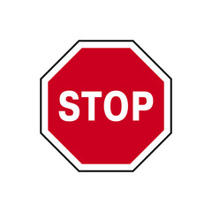 Red Stop Sign Vector. Icon, prohibited passage, no entry sign on white background, prohibition sign. Road Sign. Стоп.