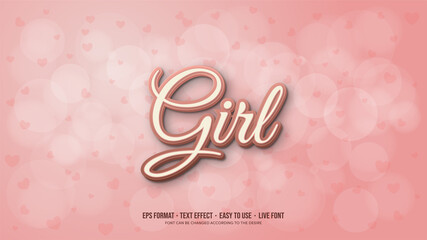 Editable text effect with beautiful pink girl writing.