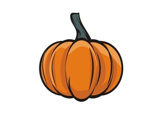 Pumpkin. Simple flat illustration with black outline.