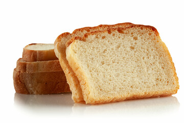 bread sliced on a white background