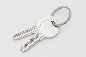 Close up of keys on white background.