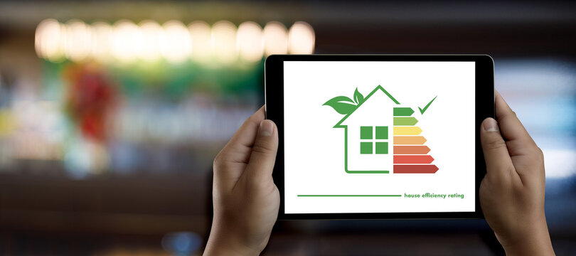 green house checking Detail of house efficiency rating good ecological and bio energetic house efficiency rating  Concept