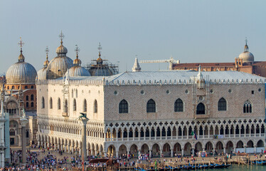 Fototapeta na wymiar St. Mark's Square & Doge's Palace, Venice, Italy as Seen from a Cruise Ship Deck