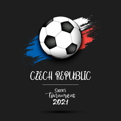 Obraz premium Soccer ball on the flag of Czech Republic