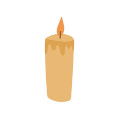 Yellow burning candle as a home decotation. 