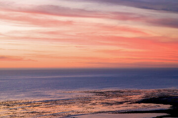 Colored Sunset on the beach in Cape Point from the  Good Hope Point. South Africa